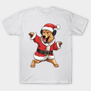 Cartoon Christmas German Shepherd Dog Dancing T-Shirt